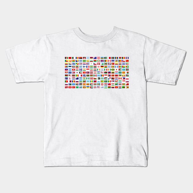 Flags of the World - White Background Kids T-Shirt by NINE69